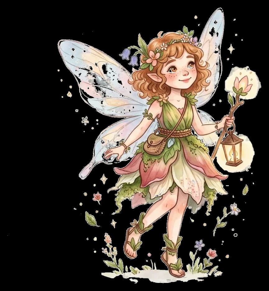 Young fairy girl with flower crown and lantern — Storybook Photos